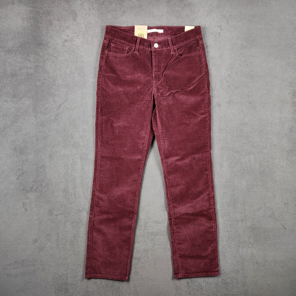Levis Corduroy Pants Womens 8 Burgundy Classic Straight Mid Rise NEW